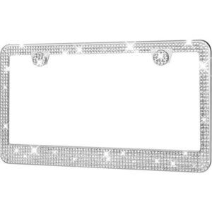License Plate Frame Bling Sparkly  Stainless Steel Obstruction-Free Rhinestones